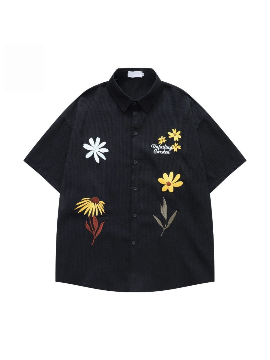 Retro Cityboy Flower Embroidery Shirts