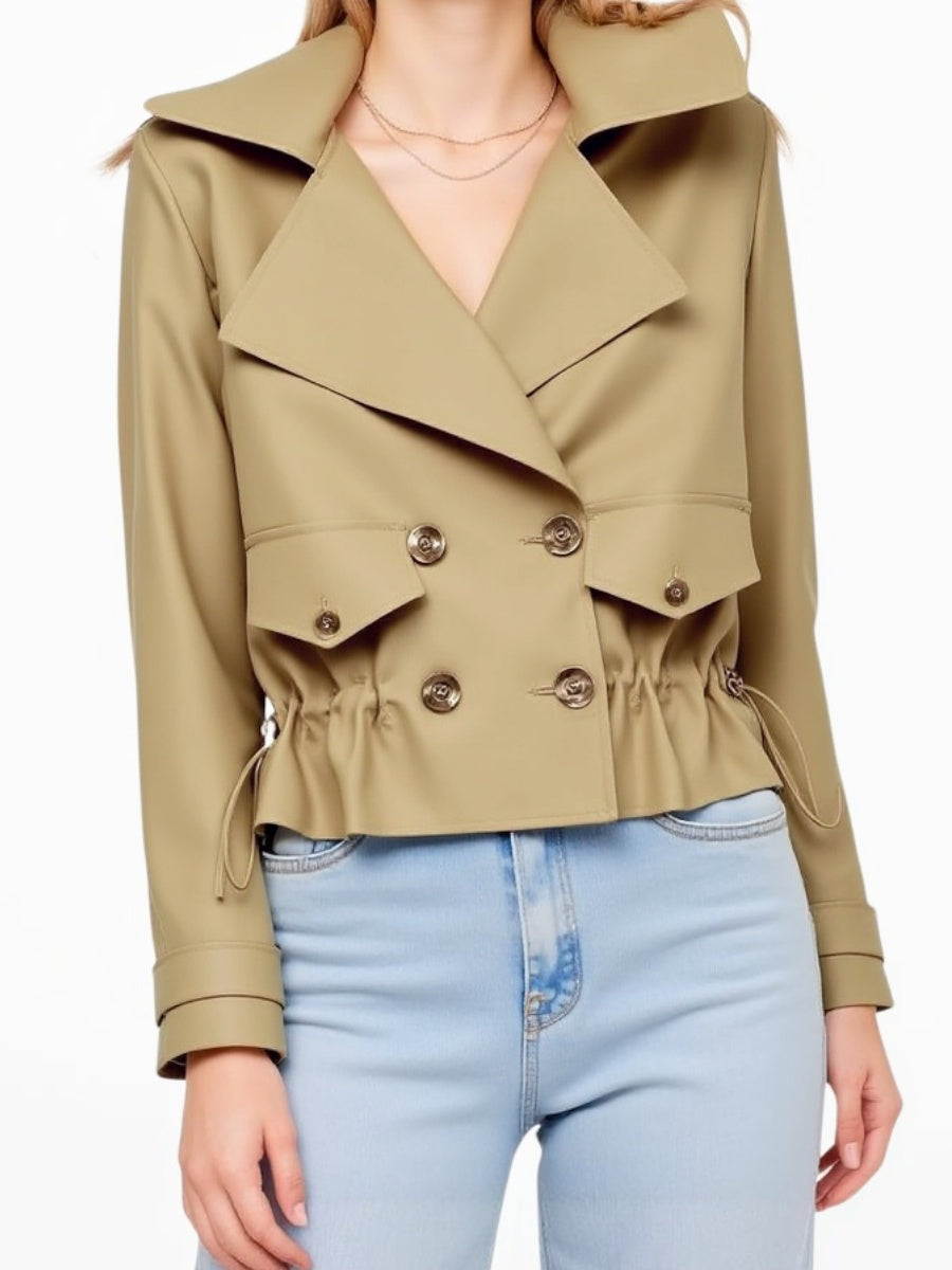 Waist Buttons Short Trench Coats