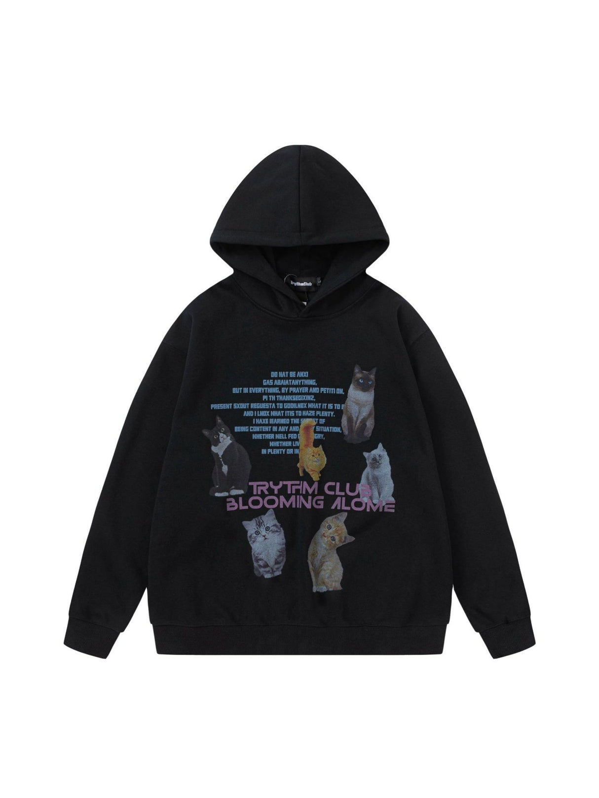 Retro Cat Printed Ins Hoodies