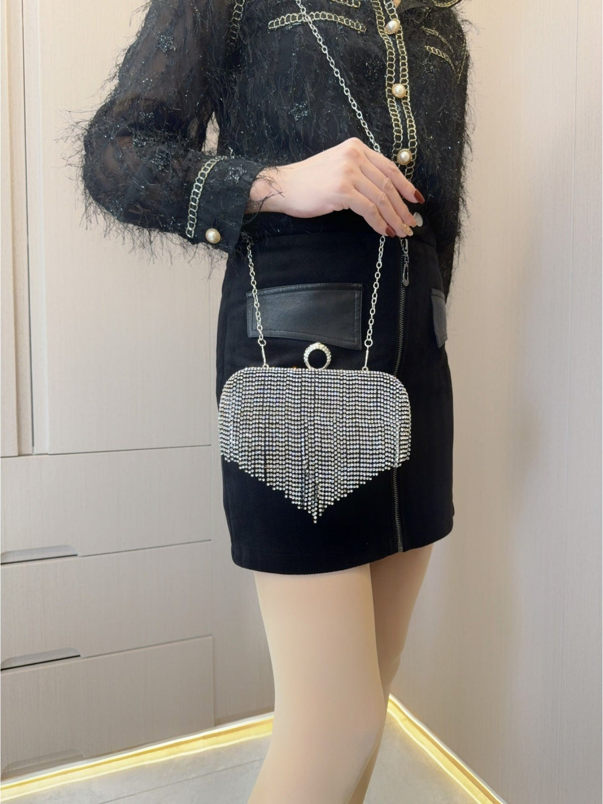 Liber Four Seasons ACC Diamond Tassel Small Square Bag