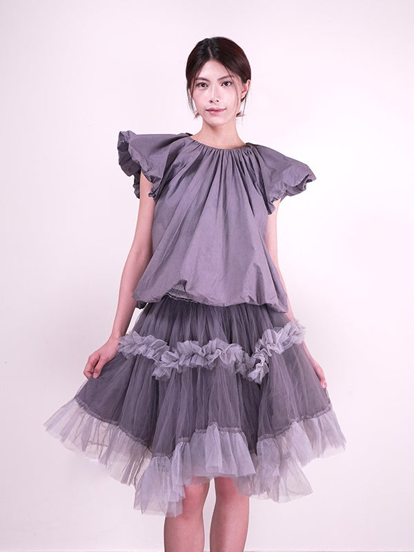 Short-sleeved Top With Small Waves