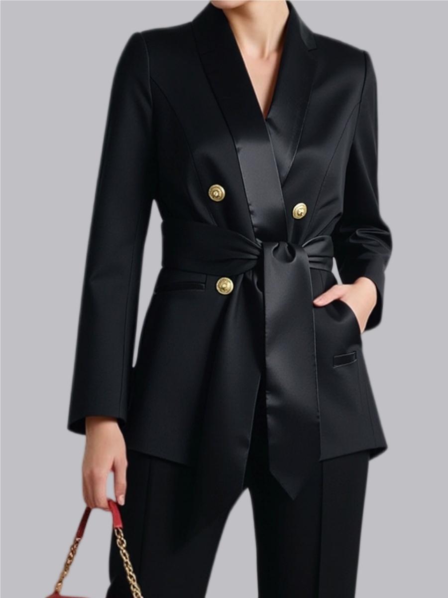 Double-breasted Green Fruit Collar Belt Profession Temperament Blazers