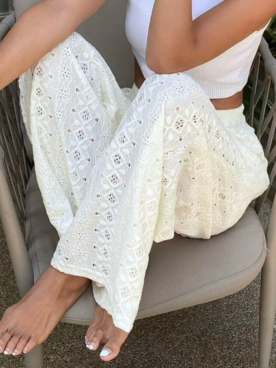 Lace High waist Straight Pants