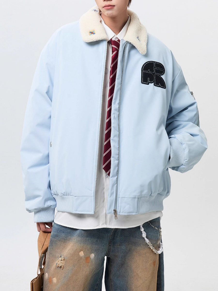 Lapel Embroidery Black Flight Jackets