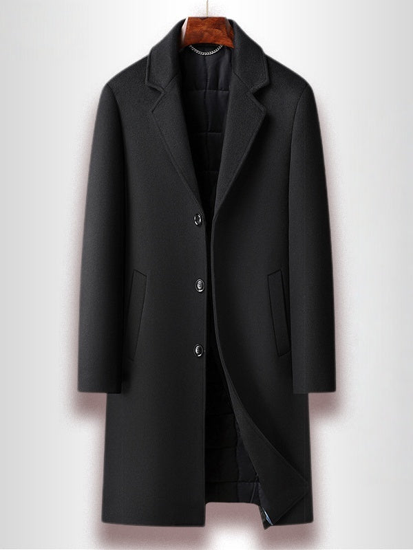 Long Suit Collar Wool Coat Cotton