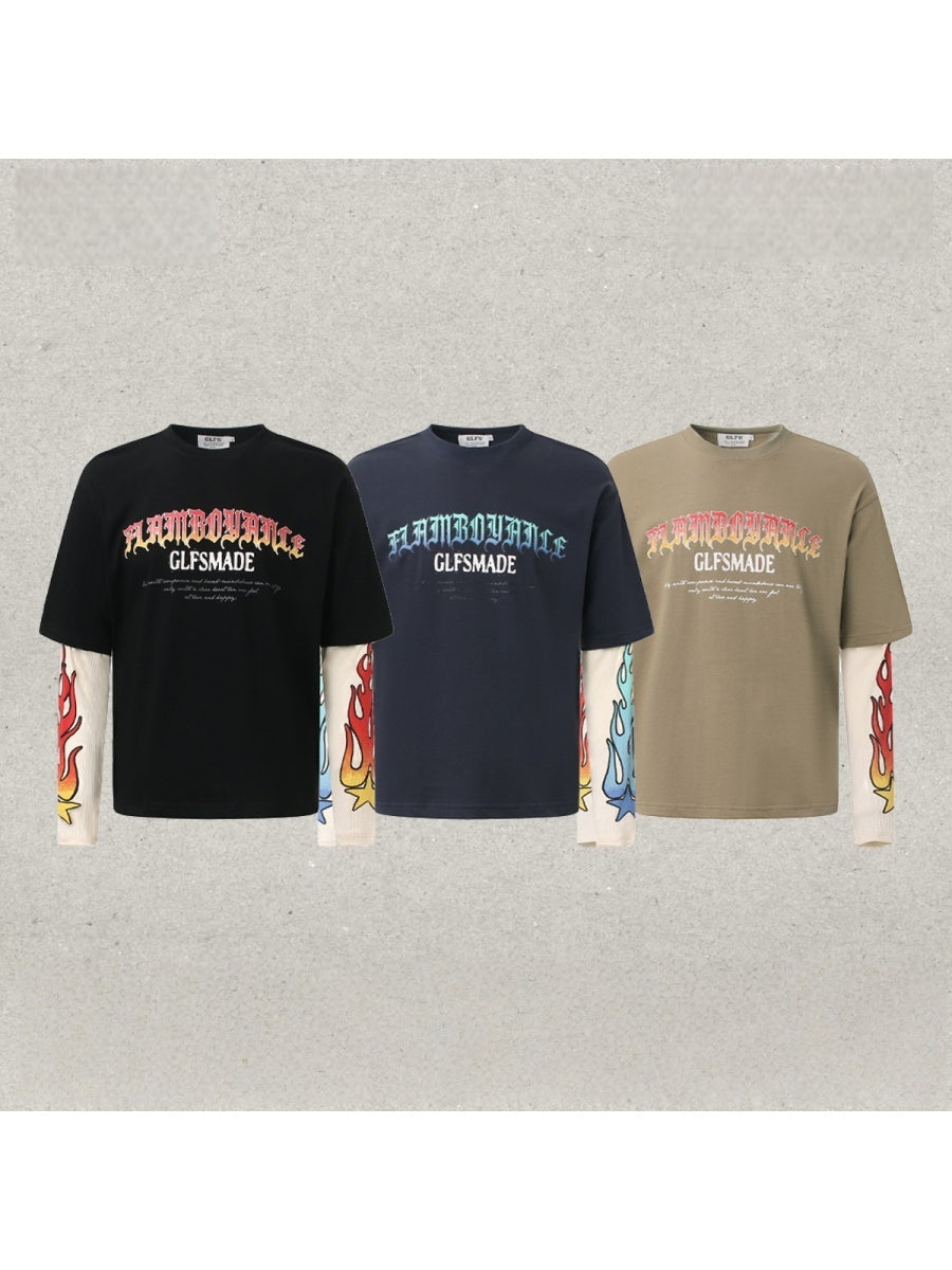 Liber Autumn Neutral wear Color matching Printed T-shirts