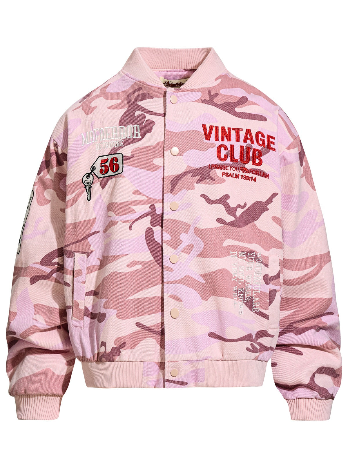 Retro Letter Embroidery Camouflage Plush Work Jacket