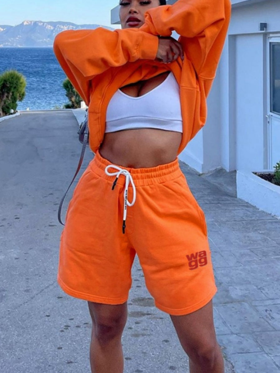 Liber Women's Autumn Hood Embroidered Two-piece Suit