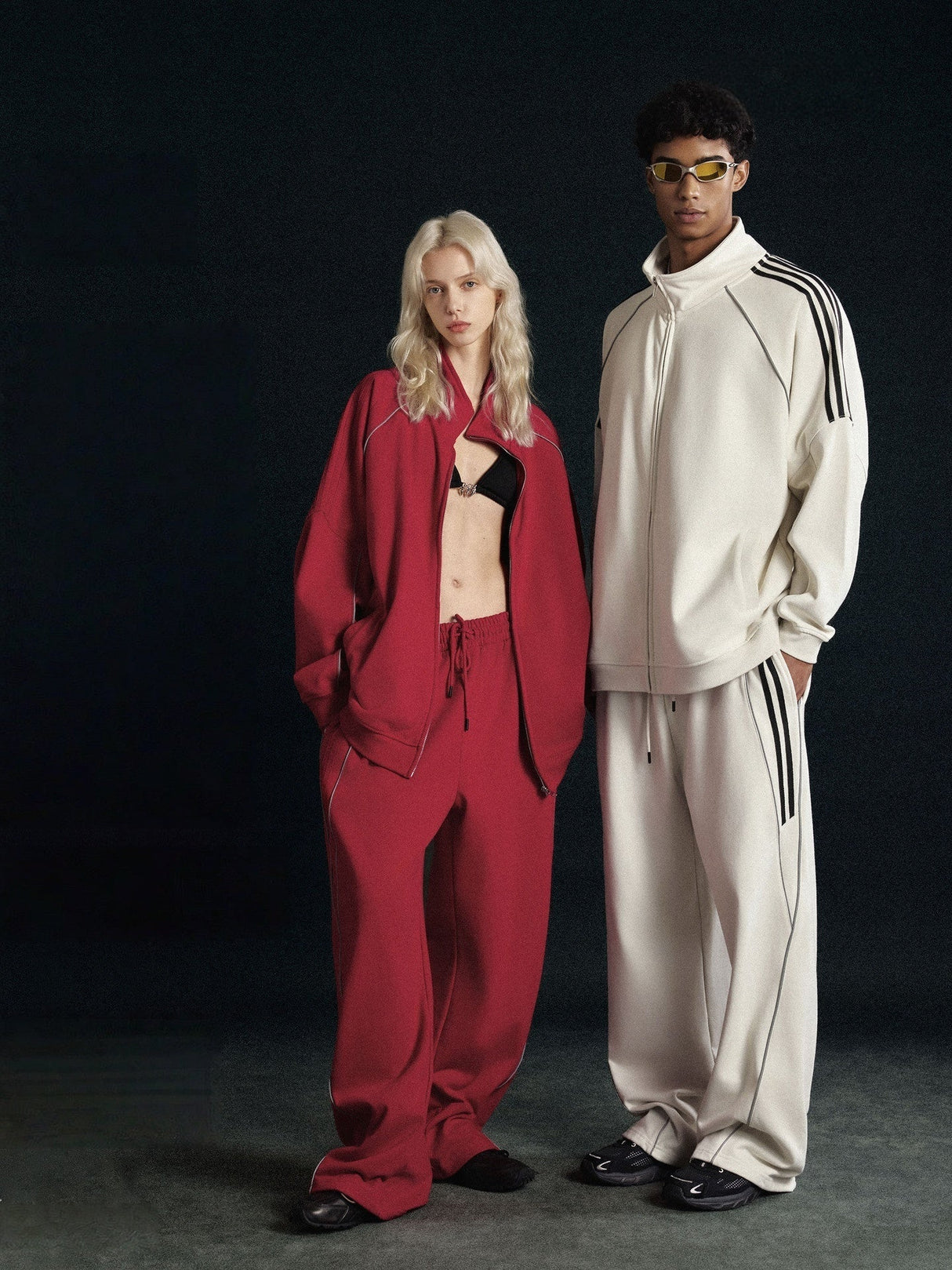 Reflective Stripes Cardigan Sweatshirts&Hoodies Tracksuit