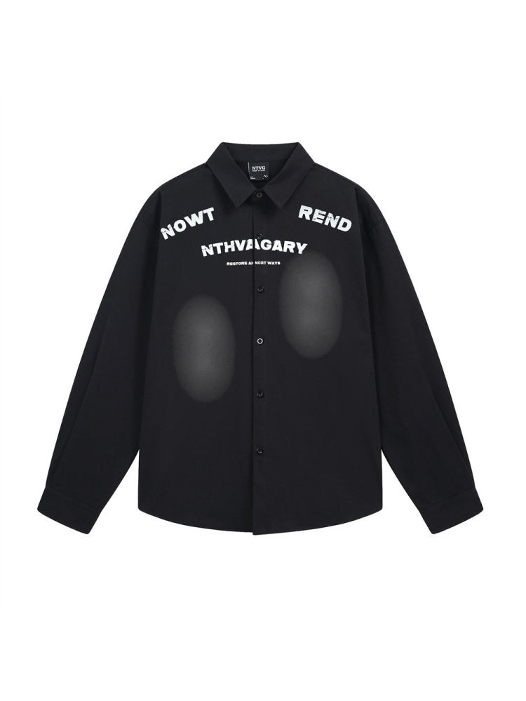 Liber Autumn Neutral wear Printed Letter Shirts