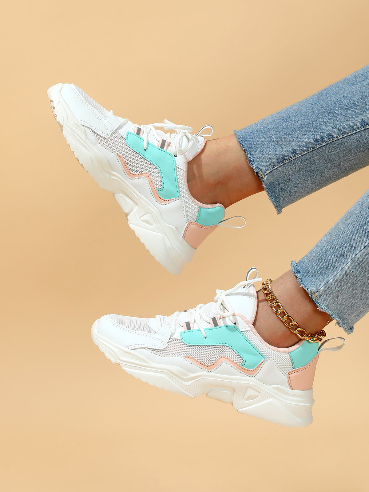 Color-blocked Platform Women's Casual Sneakers