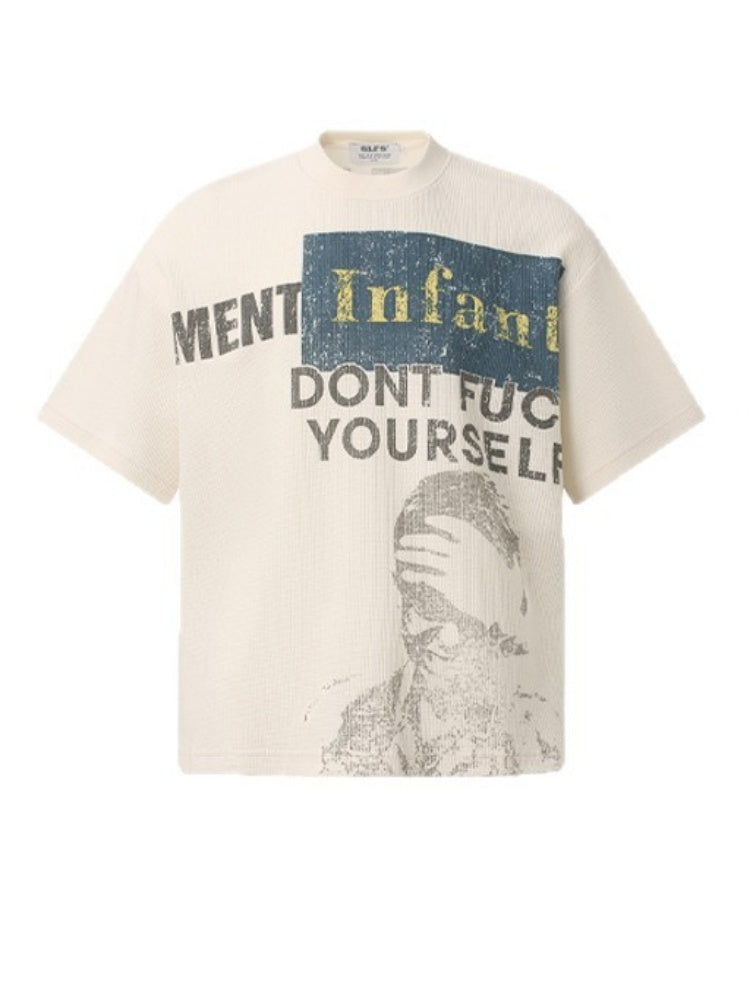 Retro Slogan Portrait Printed T-shirts