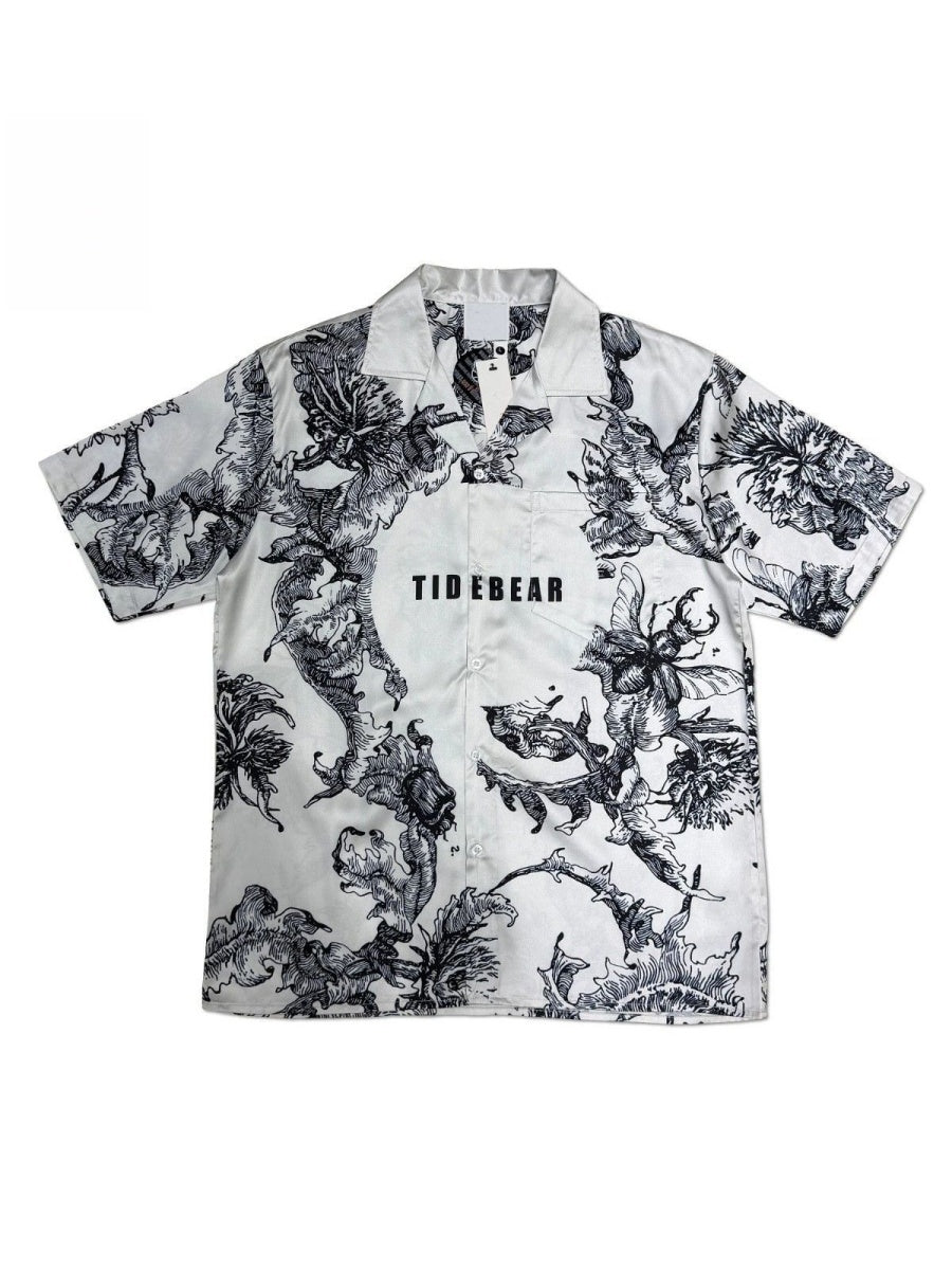 Jacquard Dark Pattern Cuban Territory Vintage Shirts