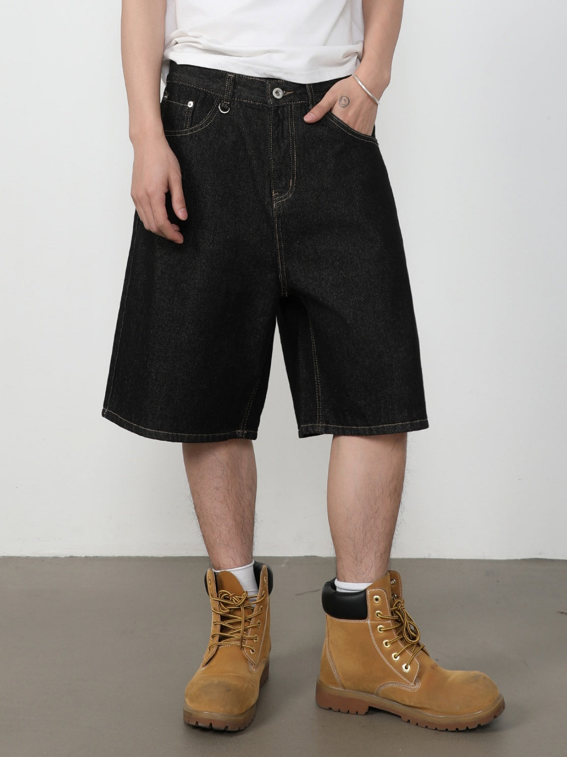 Retro Five Points Loose-fit Leisure Denim Shorts
