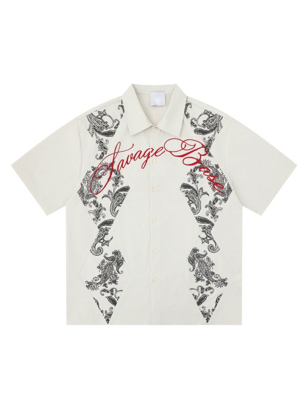 Retro Cashew Flowers Pattern Printed Loose-fit Shirts