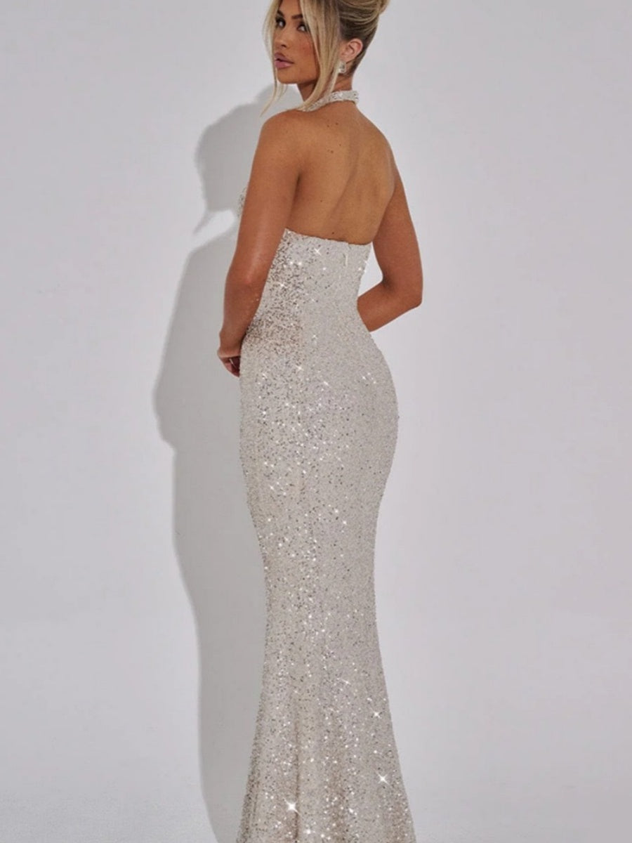 Sequin Backless Mermaid Maxi Dress