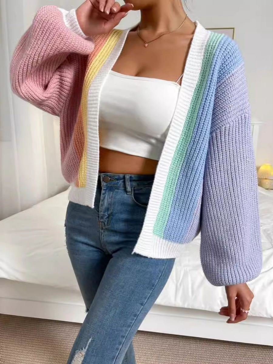 Color Color block matching Cardigans