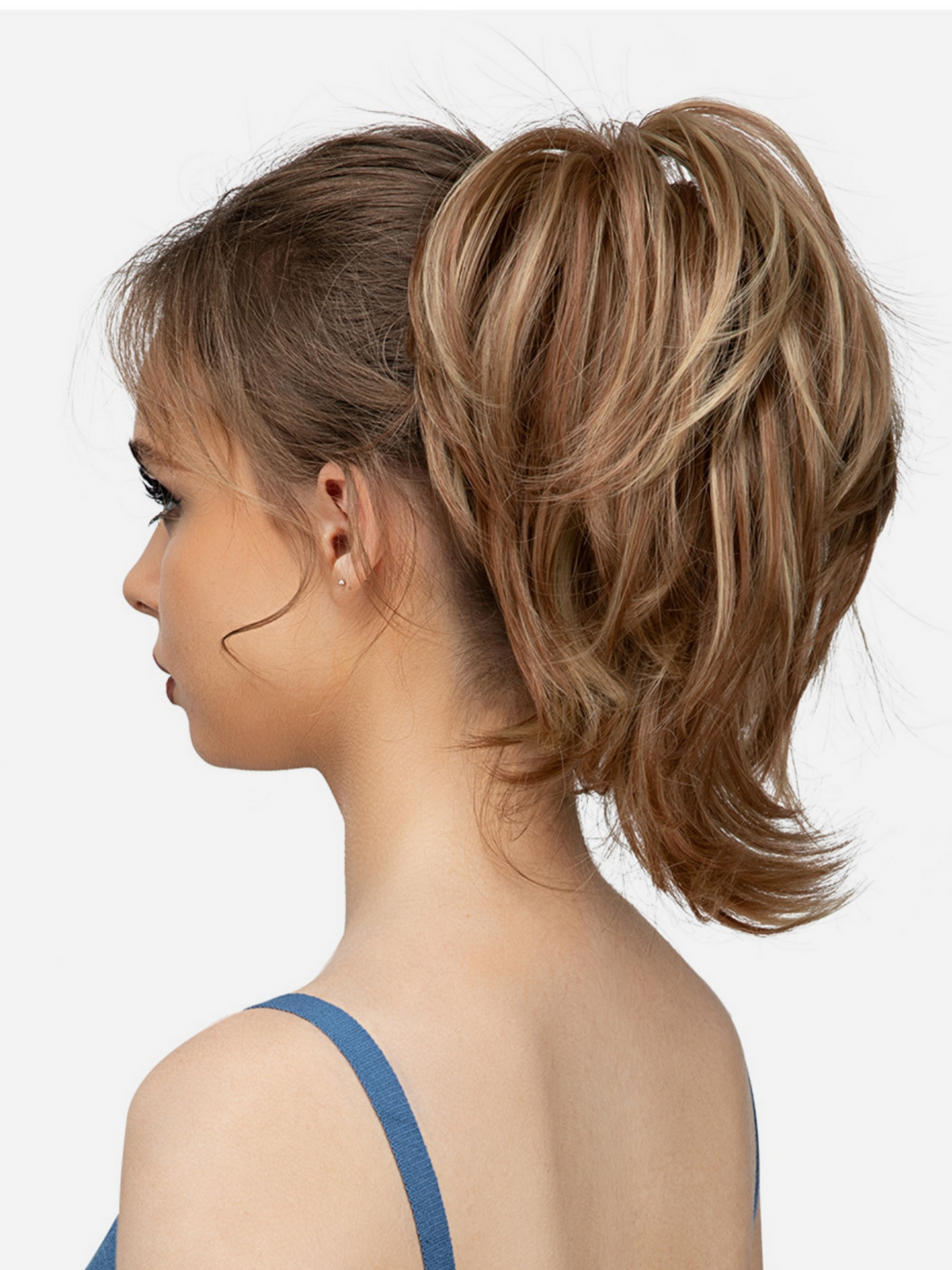 Short, Curled Ponytail Wig With Clip