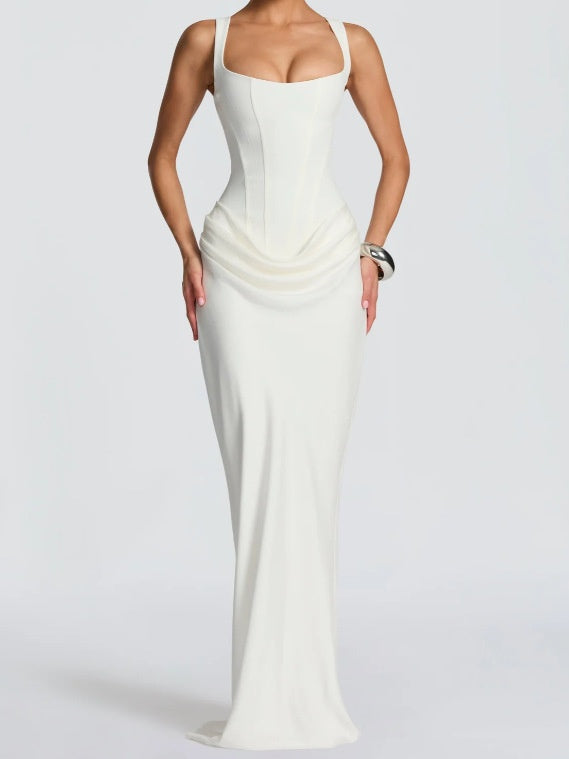 Sexy Pleated Halter-neck Fishtail Design Elegant Strapless Bodycon Dress