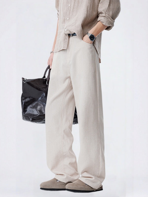 Old Money Style Flax Drape Pants