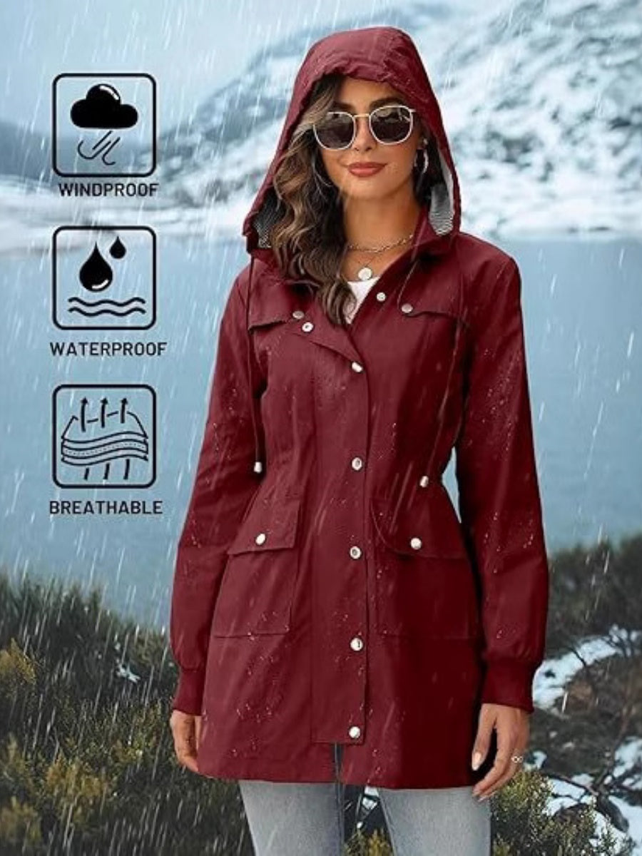 Mid-length Lightweight Raincoat Water Proof Mountain Climbing Outdoor Windproof Detachable Hood Trench Coats