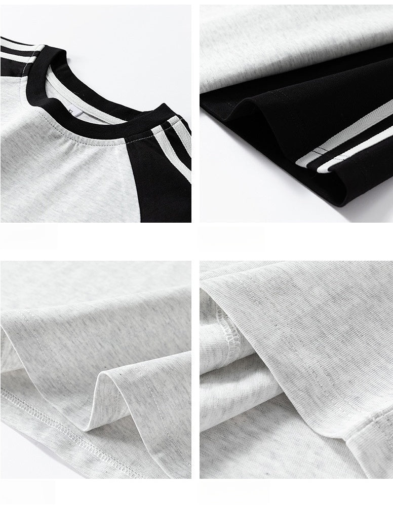 Stripes Patchwork Cooling Sensation Color-blocked T-shirts