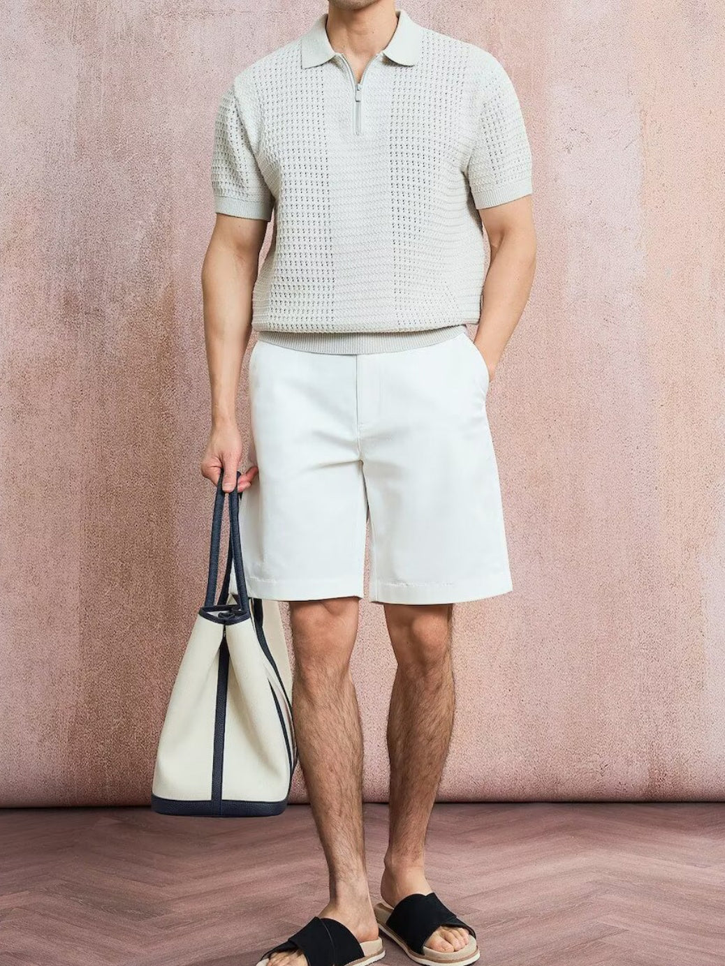 Old Money Style Hollow Out Slim-fit Polo Shirts