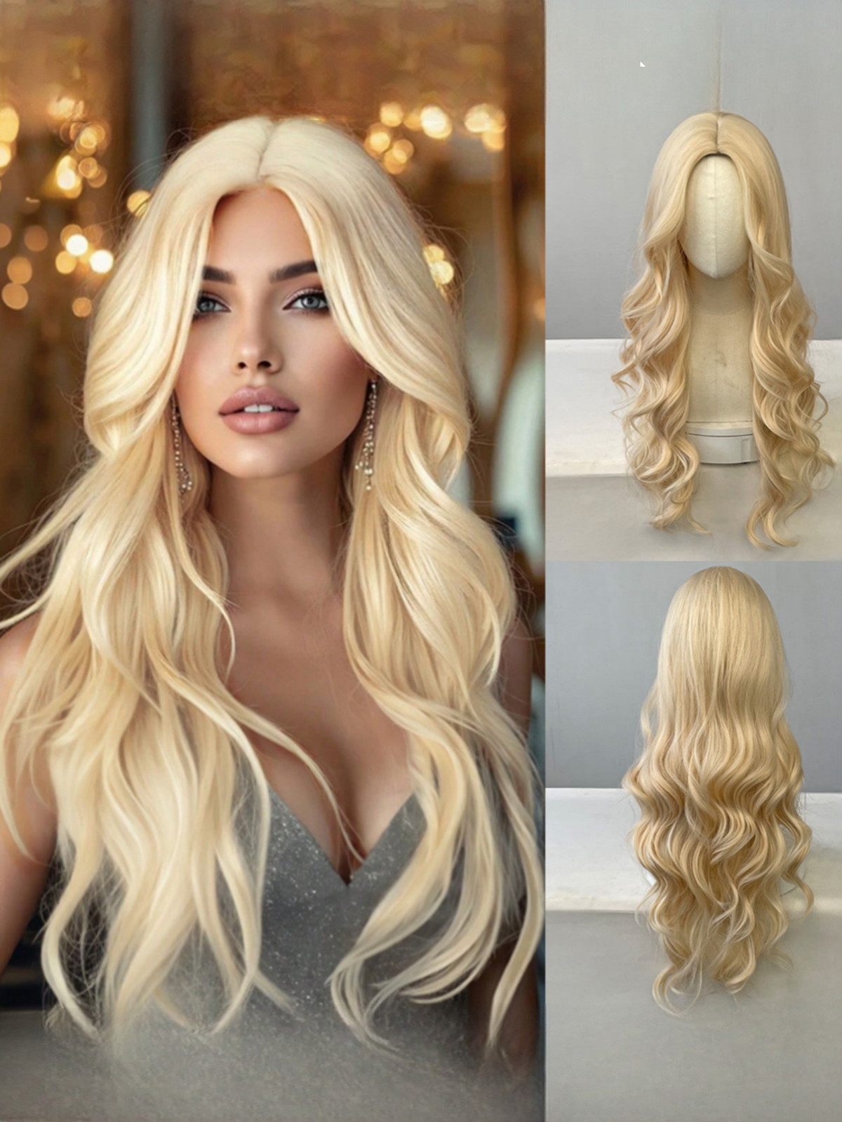 Synthetic Fiber Long Wavy Curl Wig