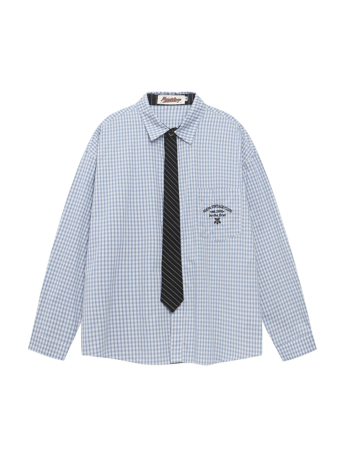 Liber Autumn Neutral wear Tie Plaid Shirts