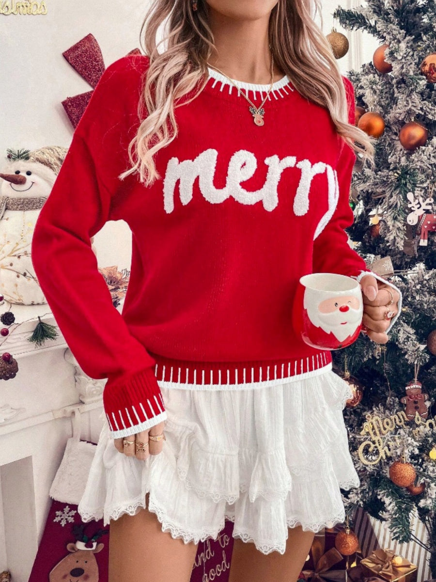 Christmas Letter Crew Neck Sweaters
