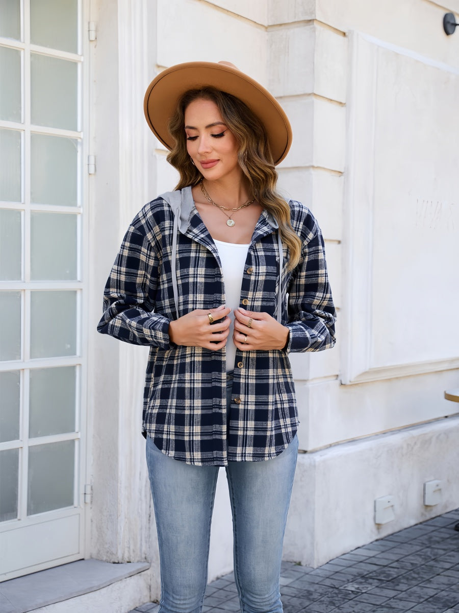 Woolen Plaid Button Jacket