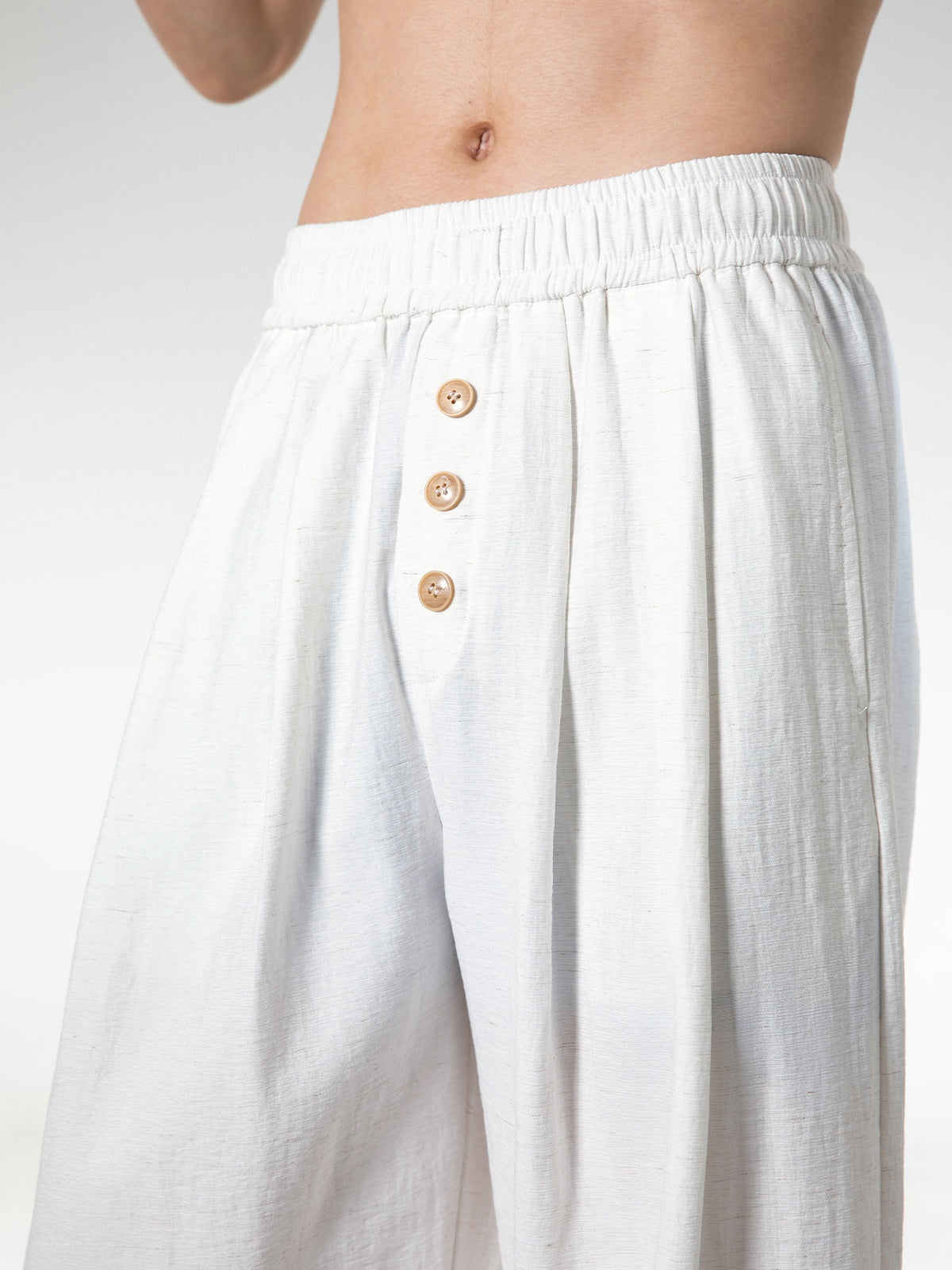 Imitation Cotton And Linen Drape Loose-fit Straight-fit Pants