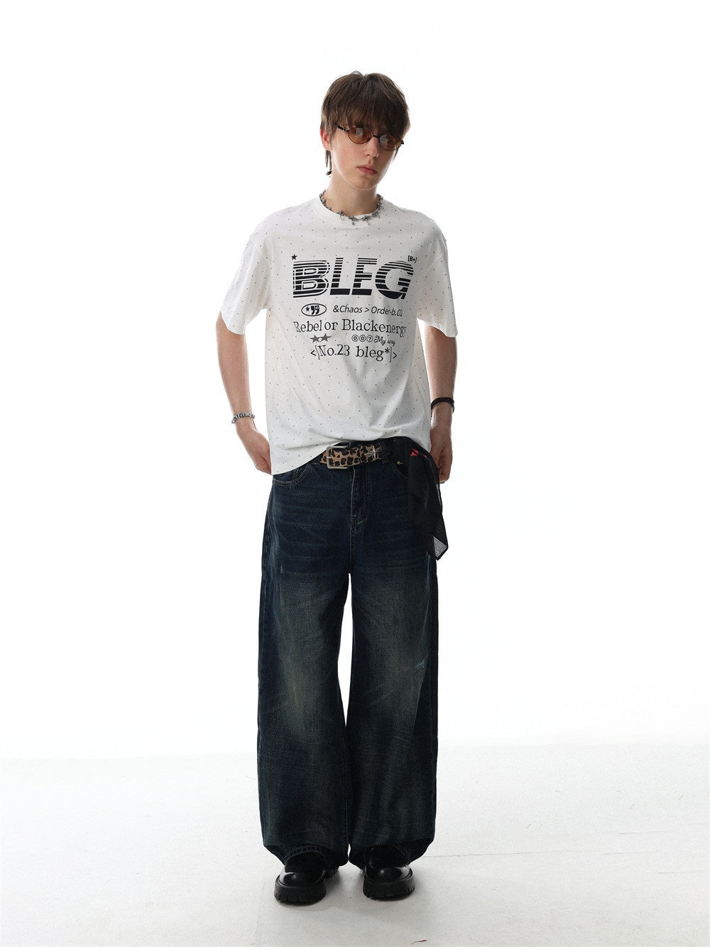 Full Print Polka Dots Letter T-shirts