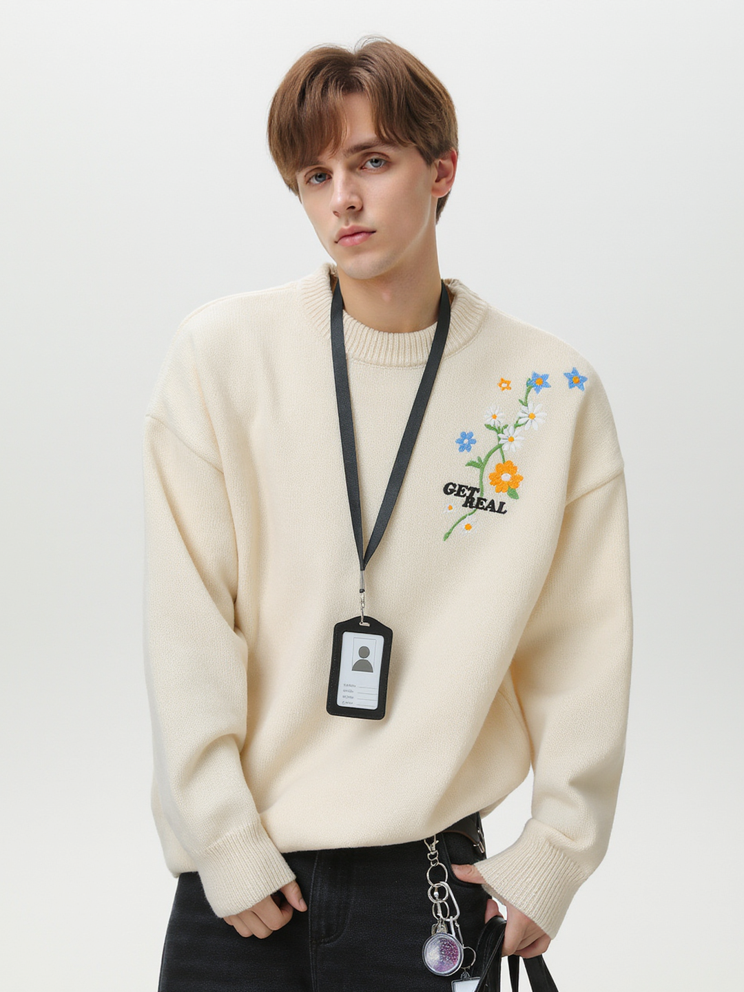 Plant patterns Embroidery Loose Thickening Pullover sweater