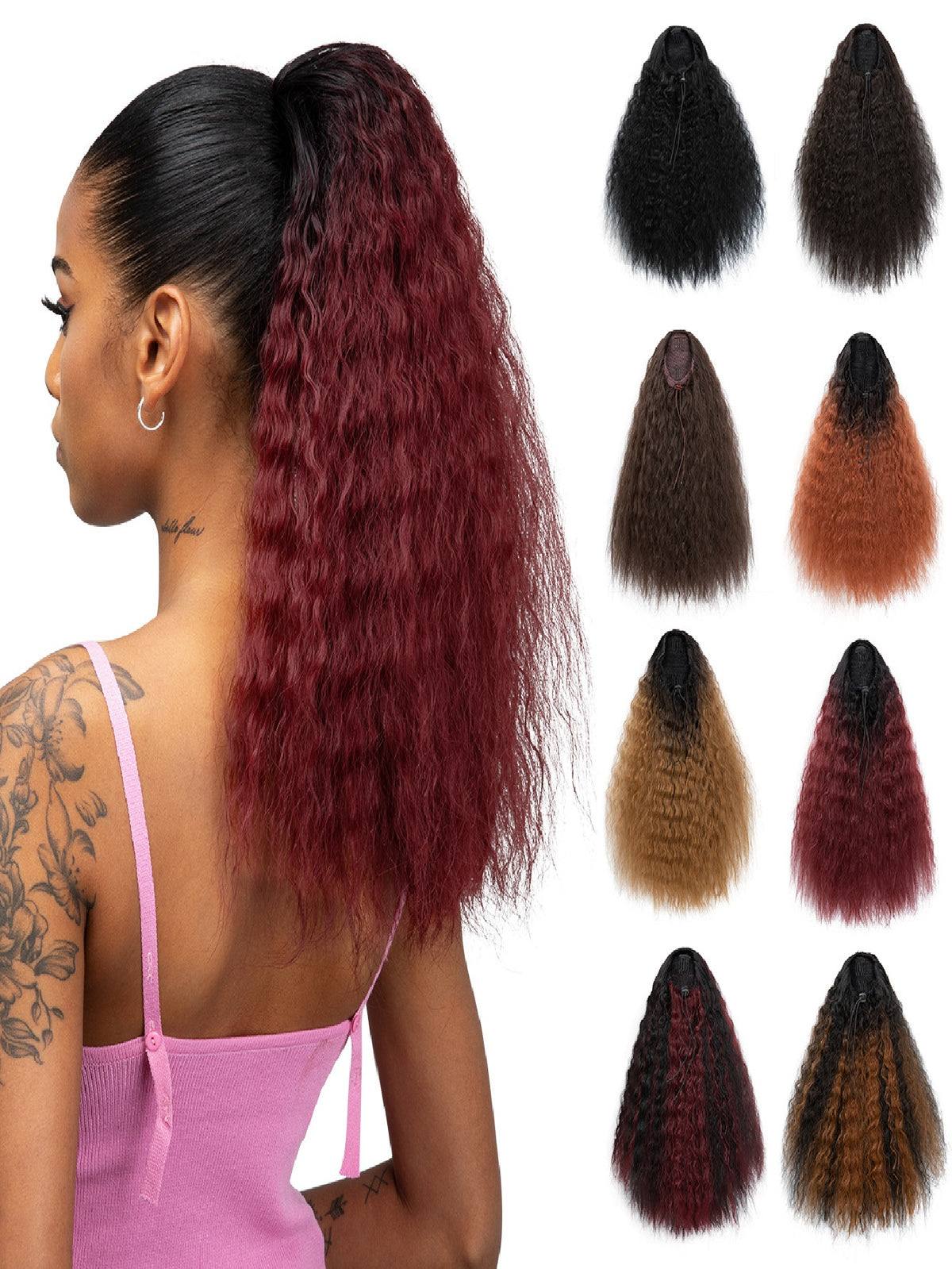 Small Curly Ponytail Synthetic Fiber Drawstring Braid High-temperature Silk Wig