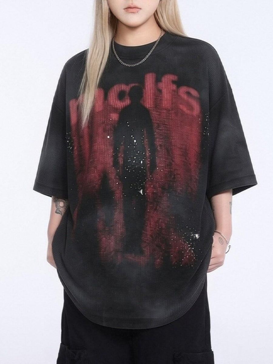 Retro Washed Illusory Silhouette BF Loose-fit T-shirt