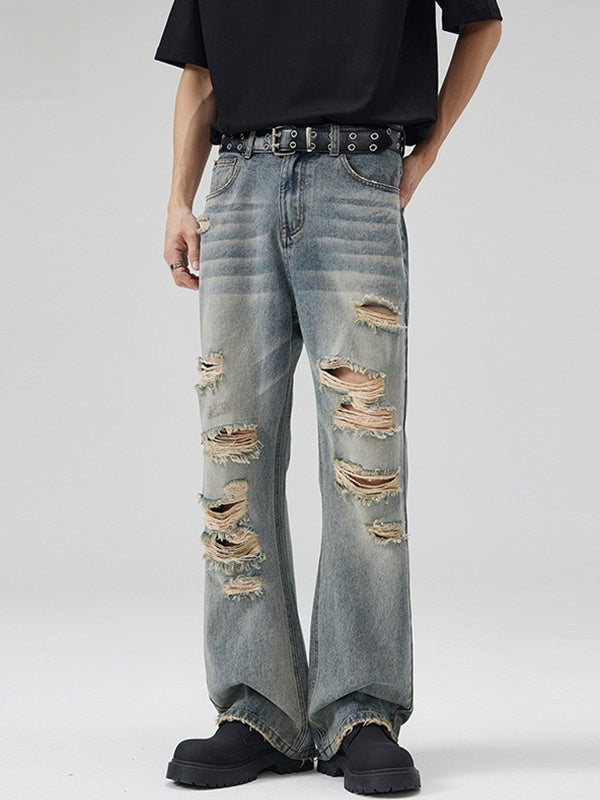Hiphop Distressed Heavy Industry Hole Jeans