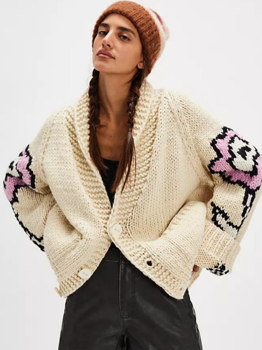 Lapel Printed Cardigans