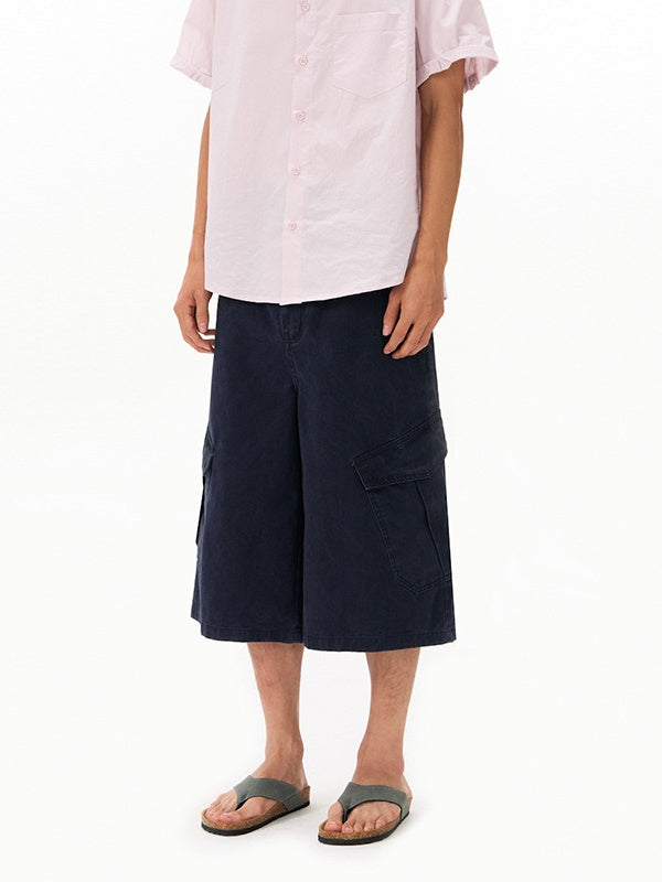 Washed Distressed Work Clothes 7 Points Shorts