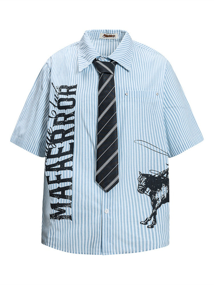 Letter Vertical Stripe Shirts