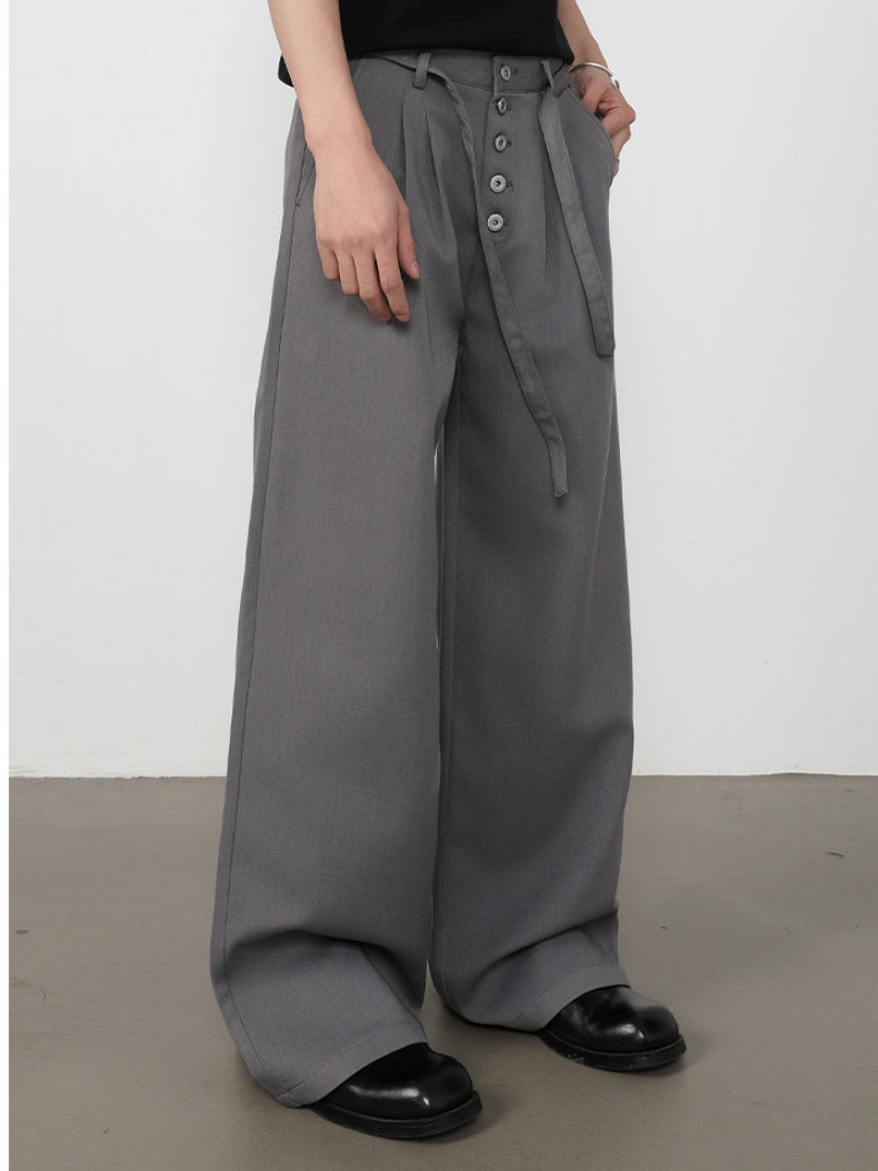 Double Pleat Loose-fit Straight-fit Dress Pants Pants
