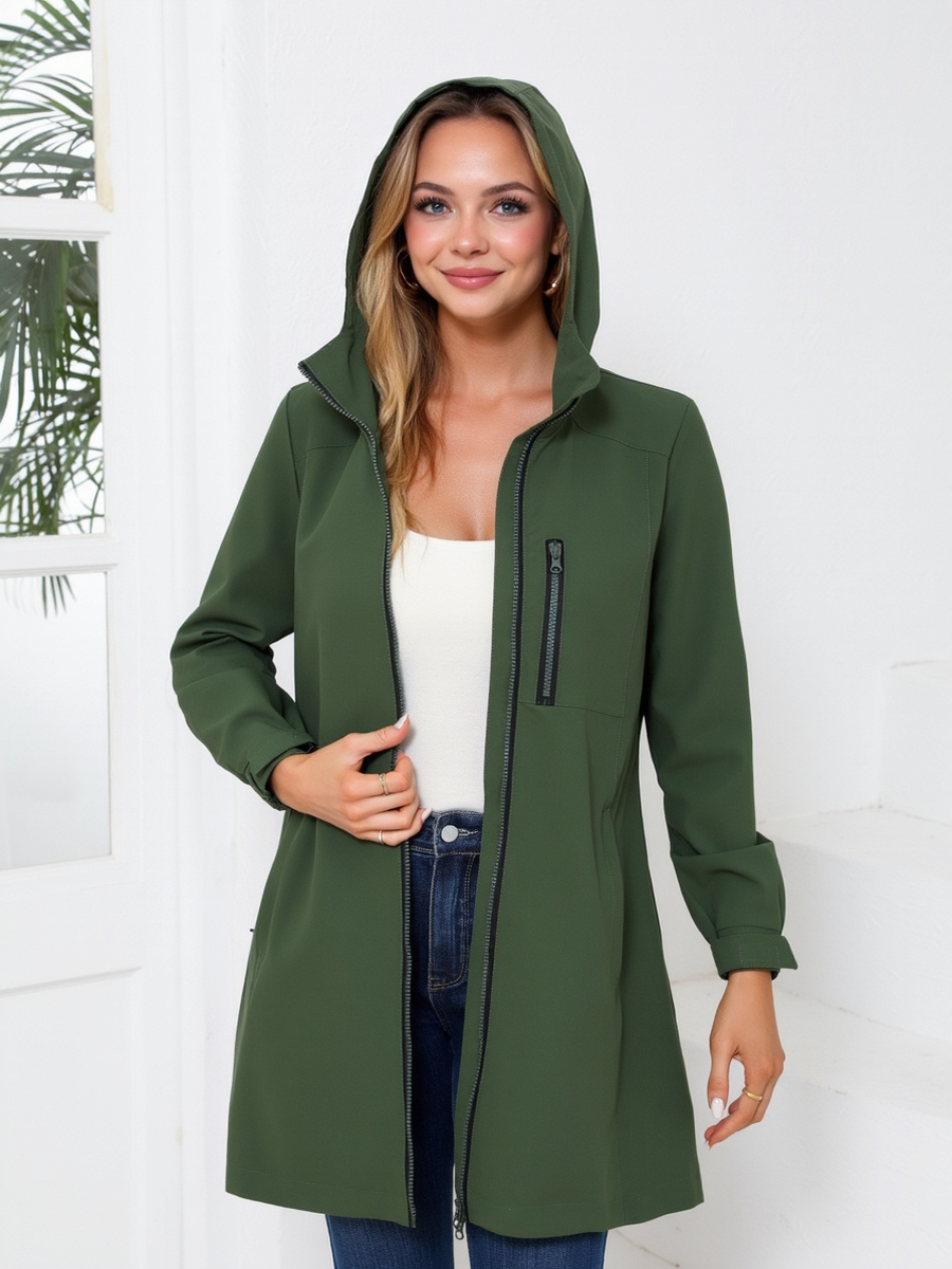 Outdoor Sports Water Proof Hooded Long Sleeve Loose Leisure Windproof Zipper Jackets