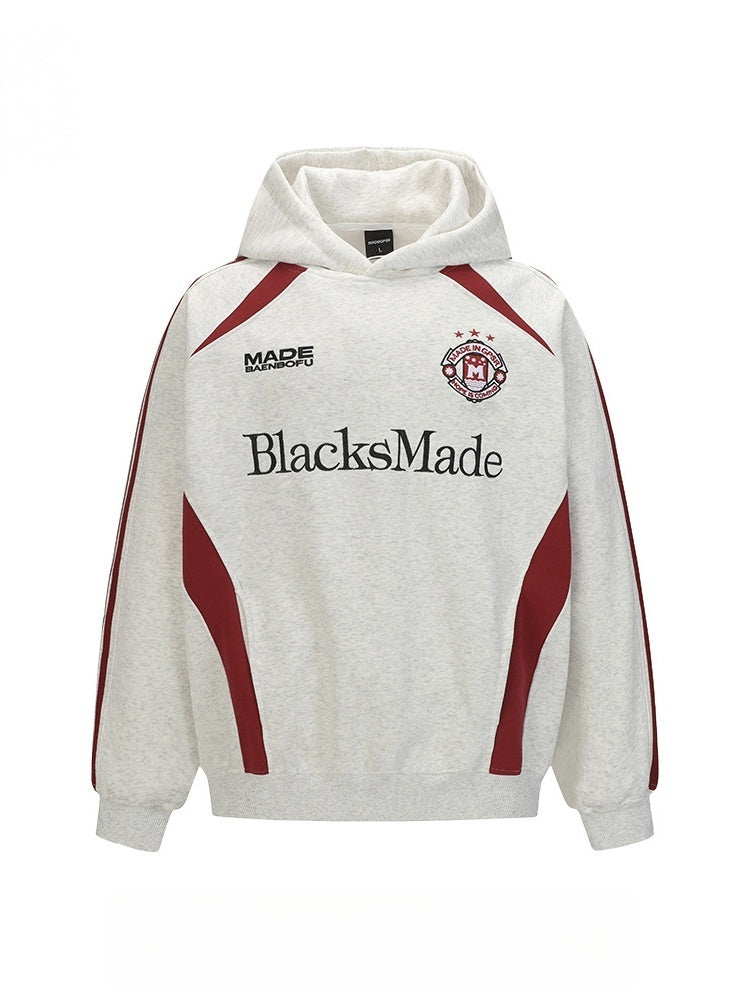Retro Sports Embroidery Contrasting Colors Hoodies
