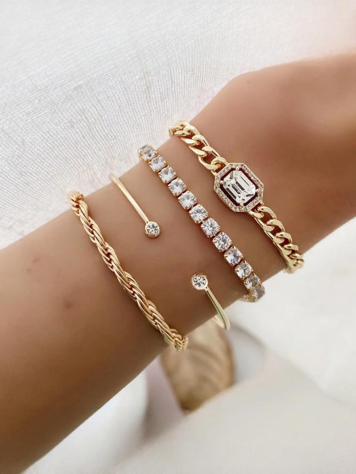 Diamond-encrusted Bracelet Set