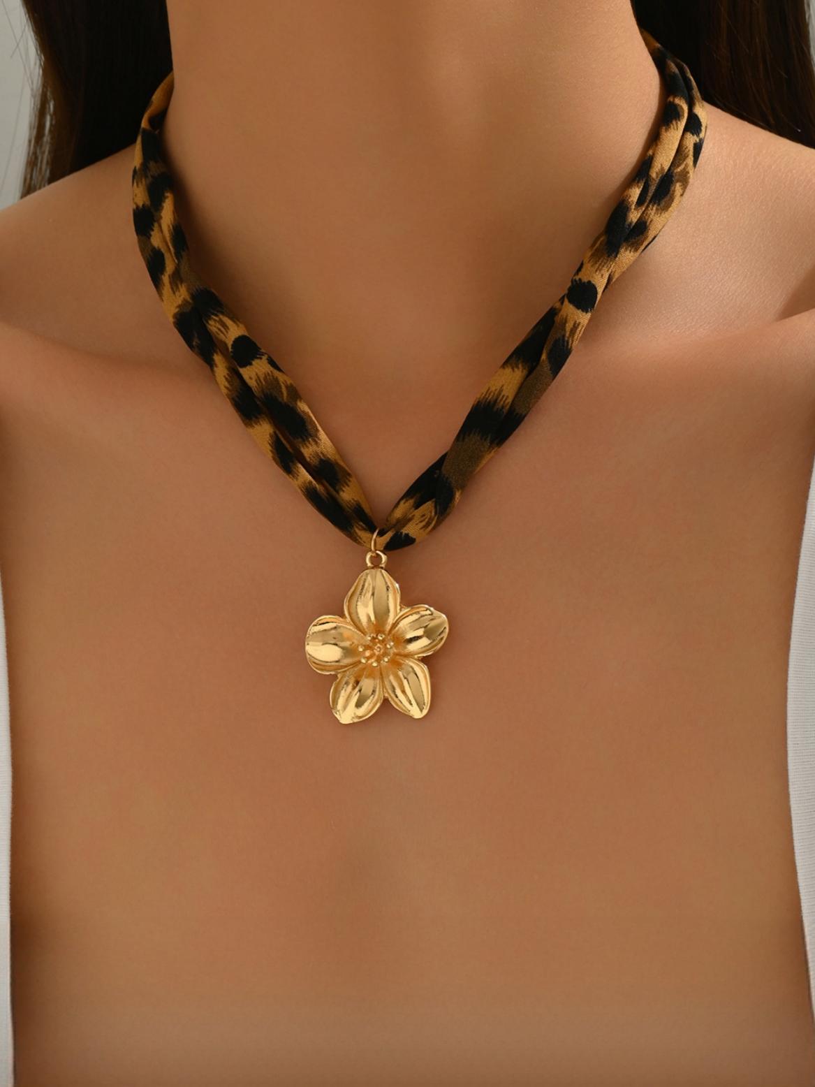 Leopard Print Seashell Starfish Necklace