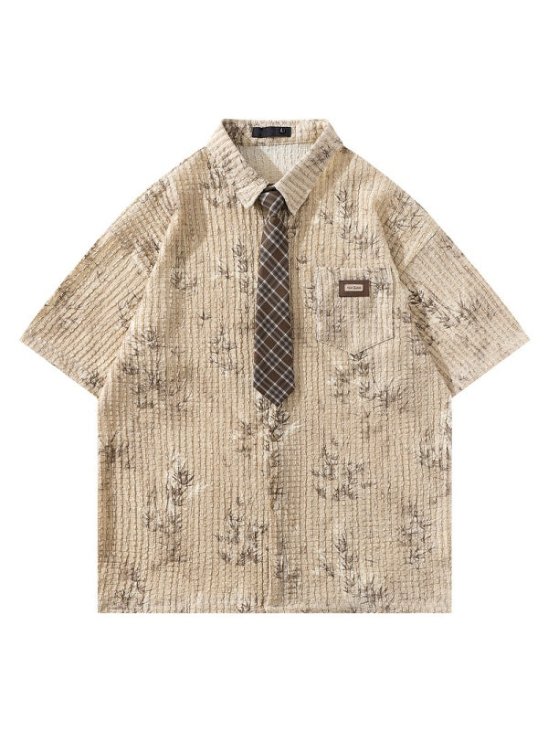 Bamboo Printed Ties Loose-fit Shirts