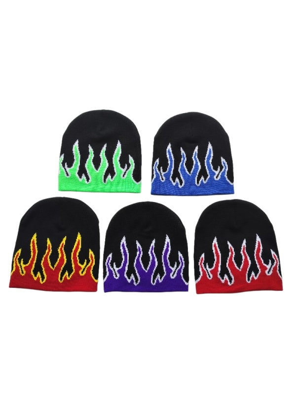 Flame Jacquard Hip Hop Windproof Beanies