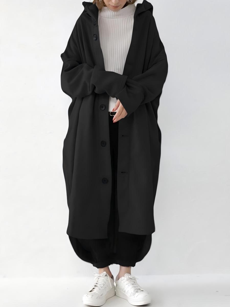 Hooded Single-breasted Loose Mid-length Trench Coats