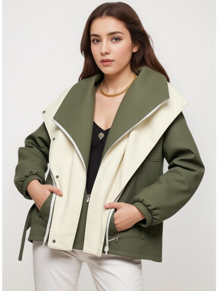 Contrasting colors Double collar Loose Trench Coats