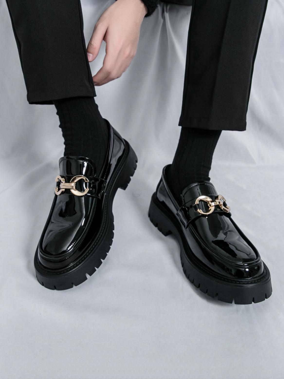 Metal Buckle Platform Slip-on Loafers